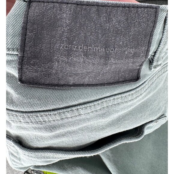 Zara Men's High-Rise Slim Fit Button Fly Green Denim Jeans - Picture 9 of 11